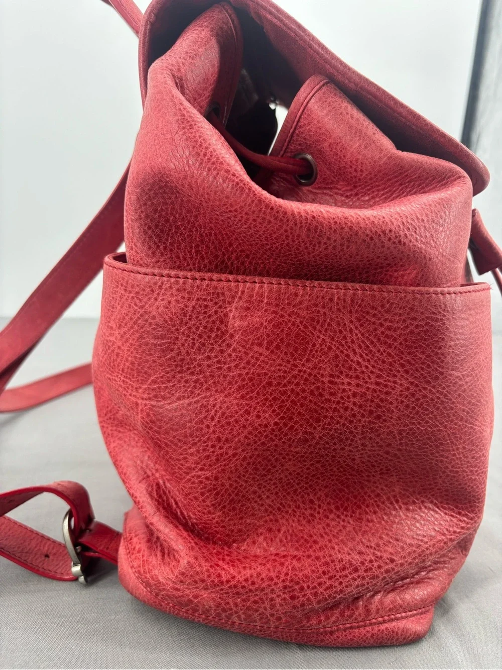 Ellington Red Genuine Leather Backpack Rucksack Distressed Drawstring Boho Bag